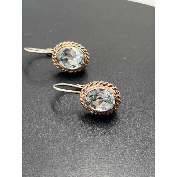 FAS Sterling Silver Blue Topaz 925 Sterling Silver Vintage Drop Earring - Picture 5 of 10